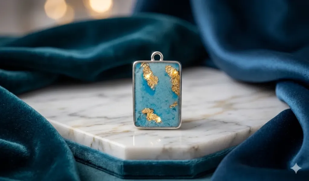 Turquoise/Gold with glow 21mmX29mm