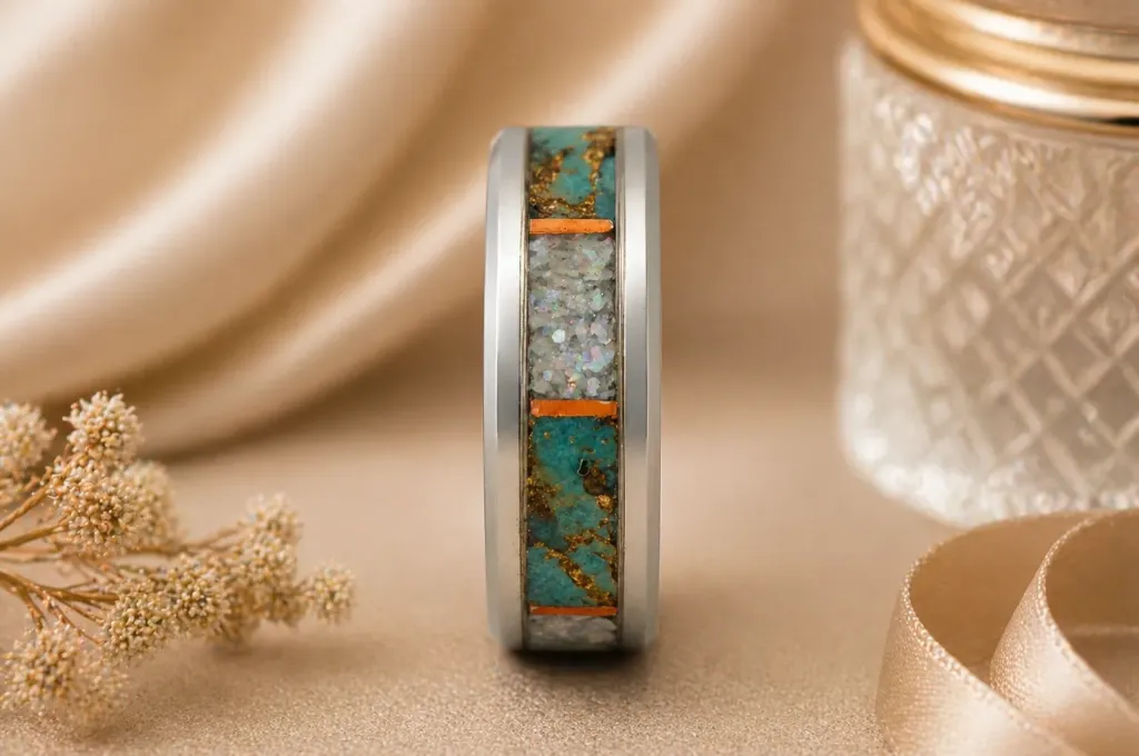 Turquoise/Copper/Mother of Pearl 8mm Size 13