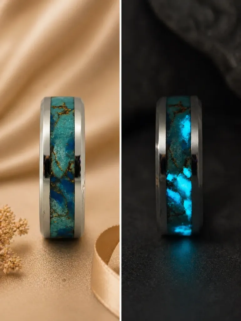 Turquoise & Gold W/ Glo 8mm Size 11