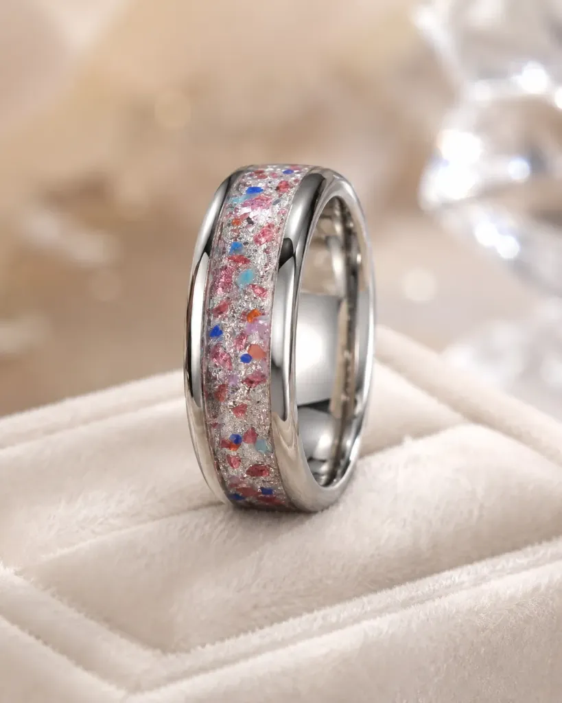 Lapis & Garnet over Silver Flake 8mm Size 10